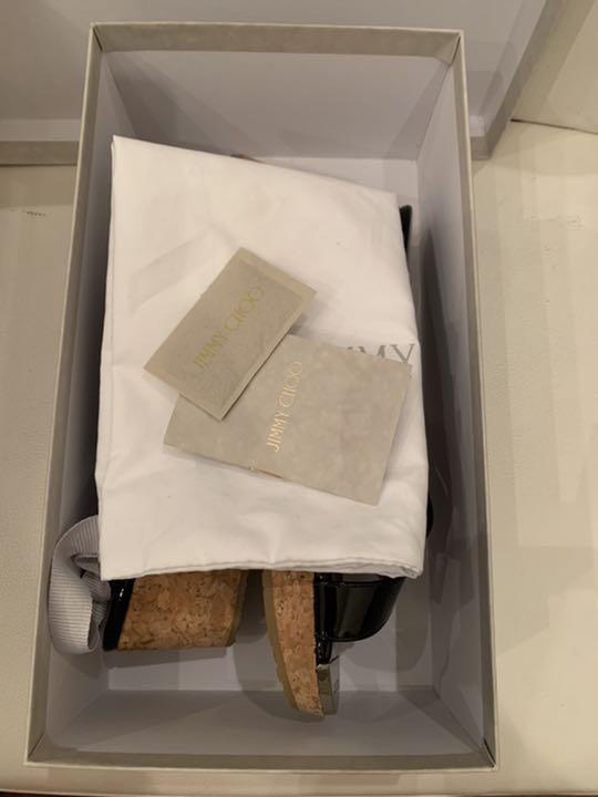 JIMMY CHOO/ジミーチュウ パテントコルクウェッジサンダル ブラック