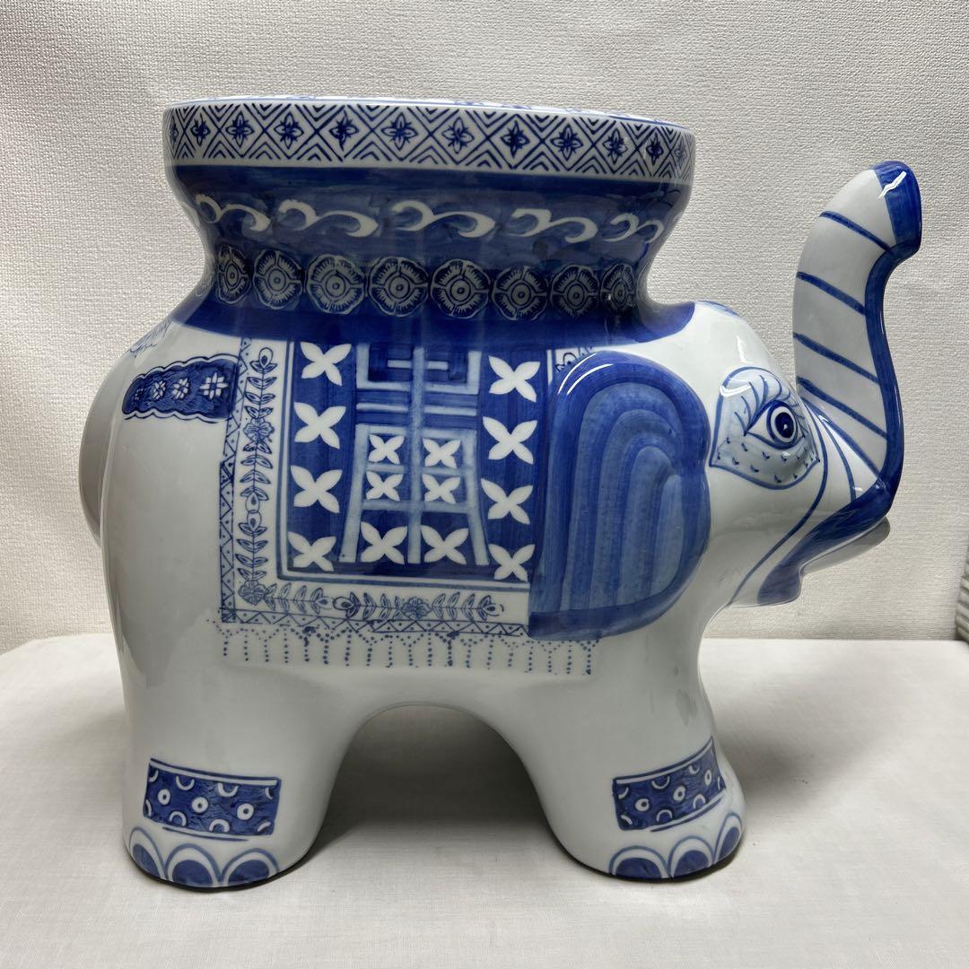 陶器の象　花台　インテリア