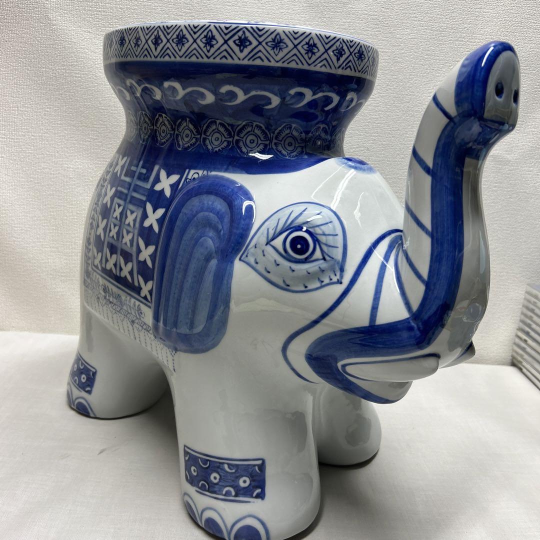 陶器の象　花台　インテリア