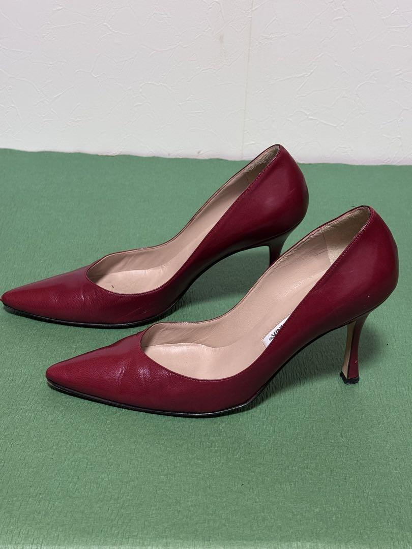Manolo Blahnik レッド ポインテッドトゥ ハイヒール38 Manolo Blahnik レッド ポインテッドトゥ ハイヒール38