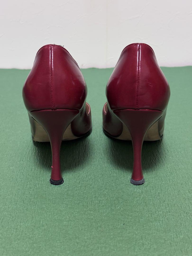Manolo Blahnik レッド ポインテッドトゥ ハイヒール38