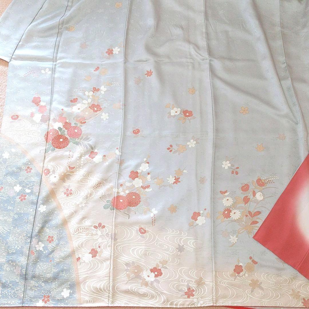 訪問着 ブルーグレー ベージュ 友禅 B8n4q-m40352498530 袷 金彩加工 お得限定品