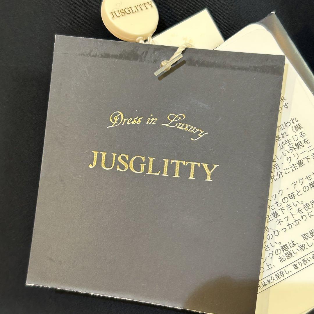 JUSGLITTY 濃紺　七分袖 ベルト付き ワンピース　11号 awardsandwinners.com