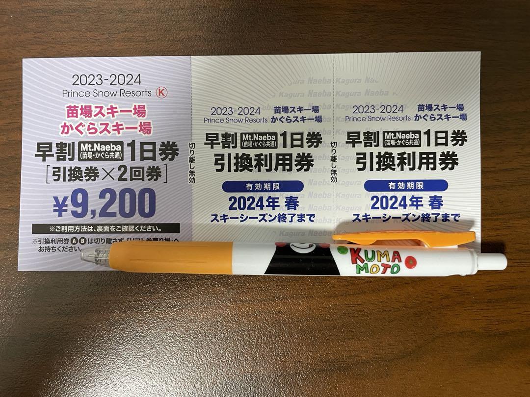 23-24 苗場スキー場•かぐらスキー場　共通1日リフト券２回券　1枚