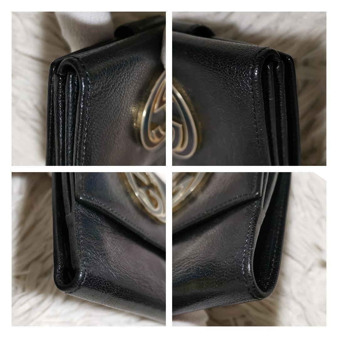 希少✨GUCCI インターロッキング 折り財布 レザー コンパクト