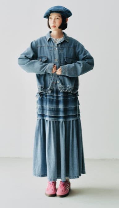 新品★imakokoni★デニムジャケット＆スカート セットアップ L