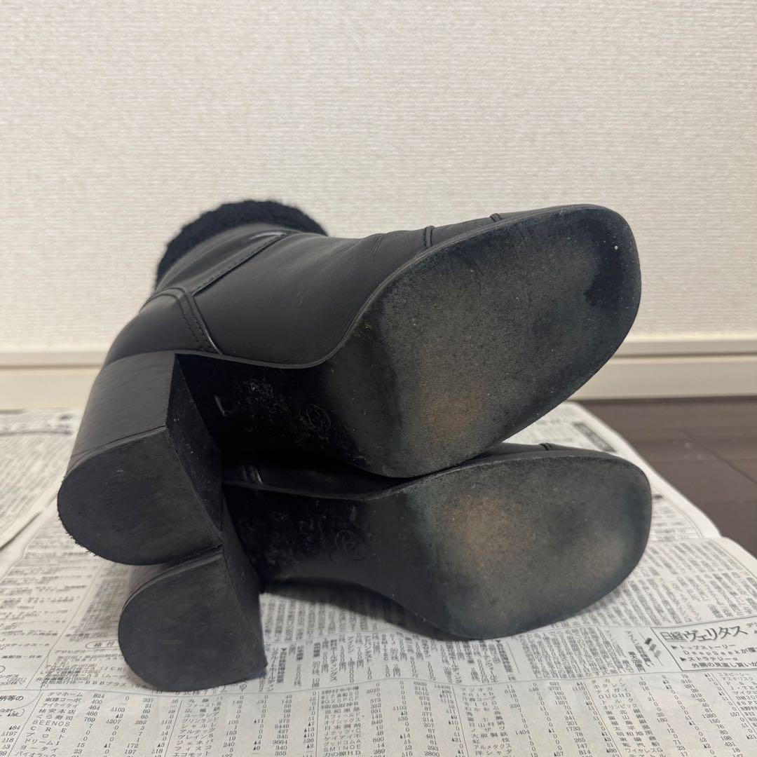 【希少モデル】CHANEL ダブルココマーク ブーツ ショート丈 レザーツイード 希少モデル】CHANEL ダブルココマーク ブーツ ショート丈 レザー