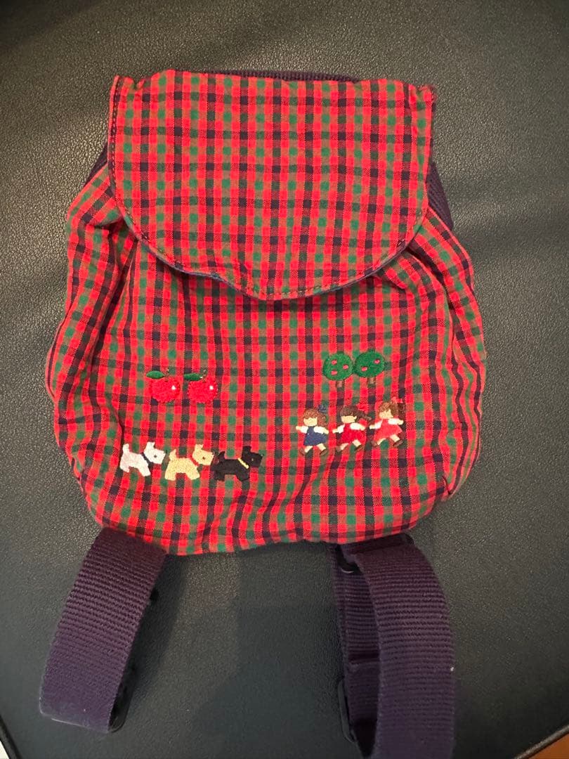 ファミリア　ベビー　リュック 赤チェック