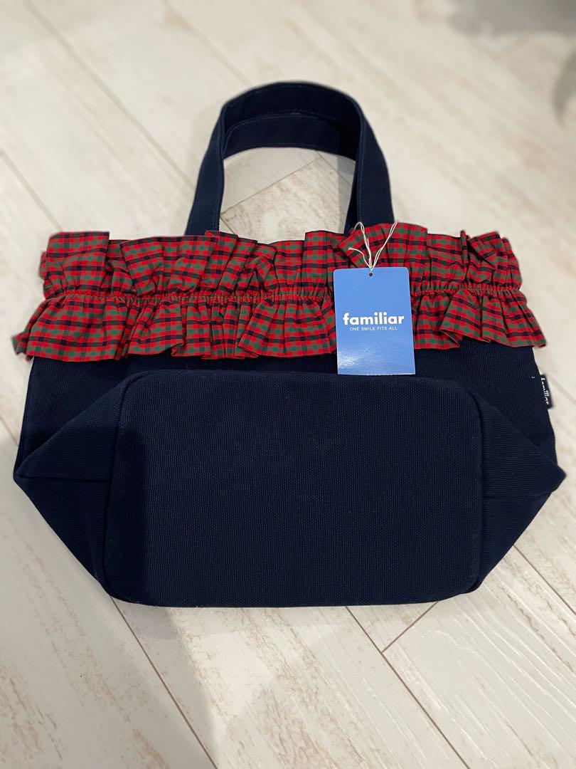 familiar ネイビー×レッド トートバッグ familiar ネイビー×レッド トートバッグ
