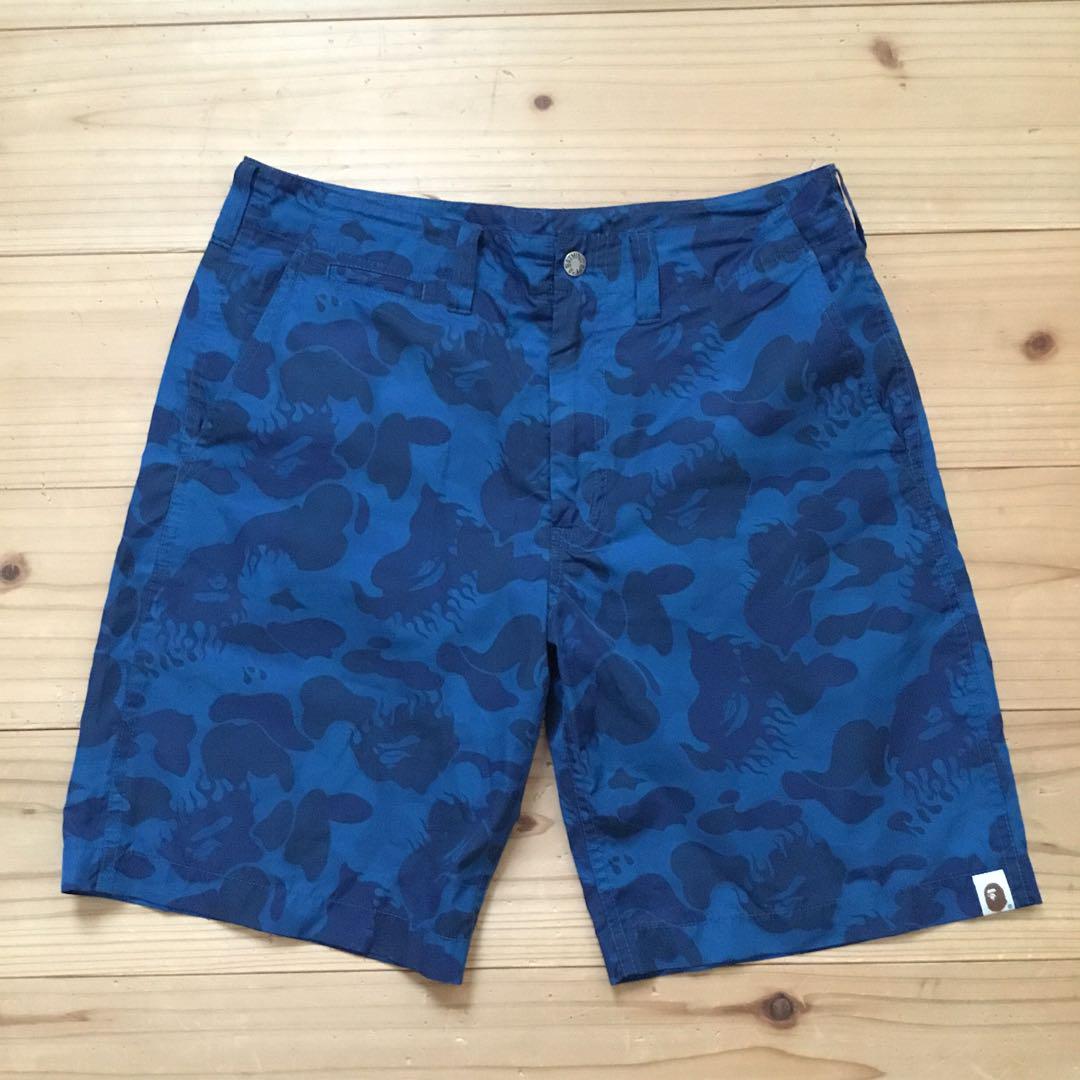 APE エイプ　ハーフパンツ　短パン　ブルー　カモ　メンズ
