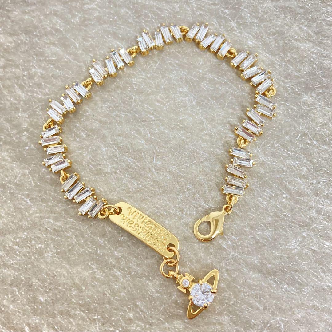 Vivienne Westwood 　ラインストーンブレスレット　ゴールド