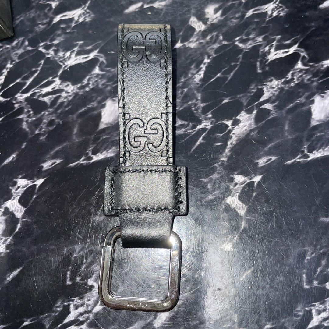 GUCCI キーホルダー ブラック レザー