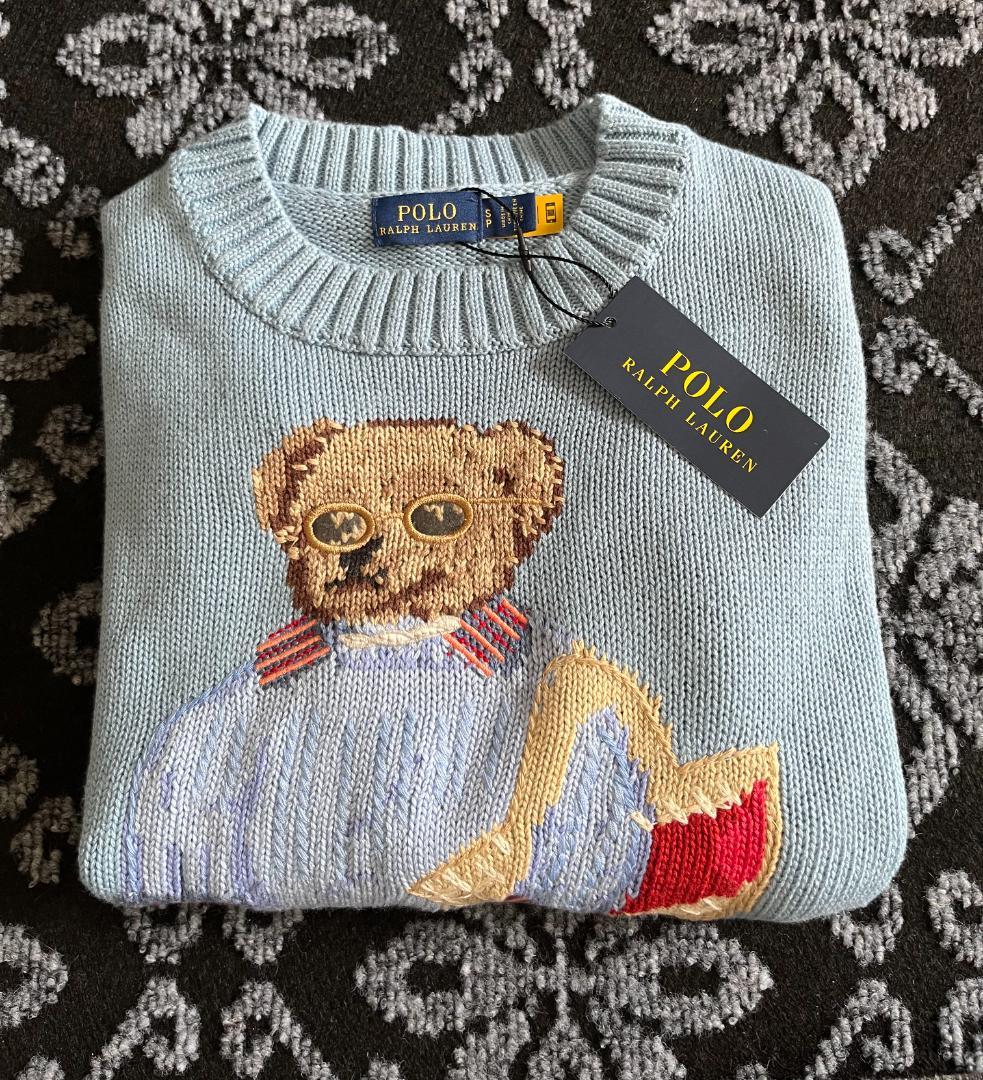 美品ポロ ラルフローレン Polo インターシャ ニット ネックセーター M