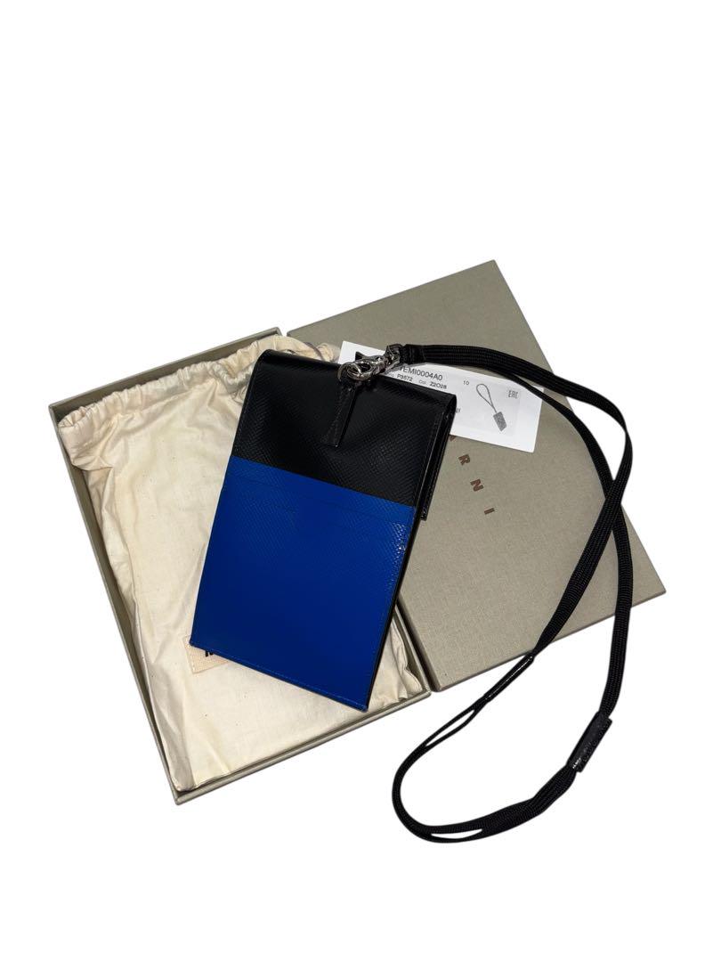 新品MARNI マルニ スマホショルダーバッグ ブラック×ブルー ユニセックス