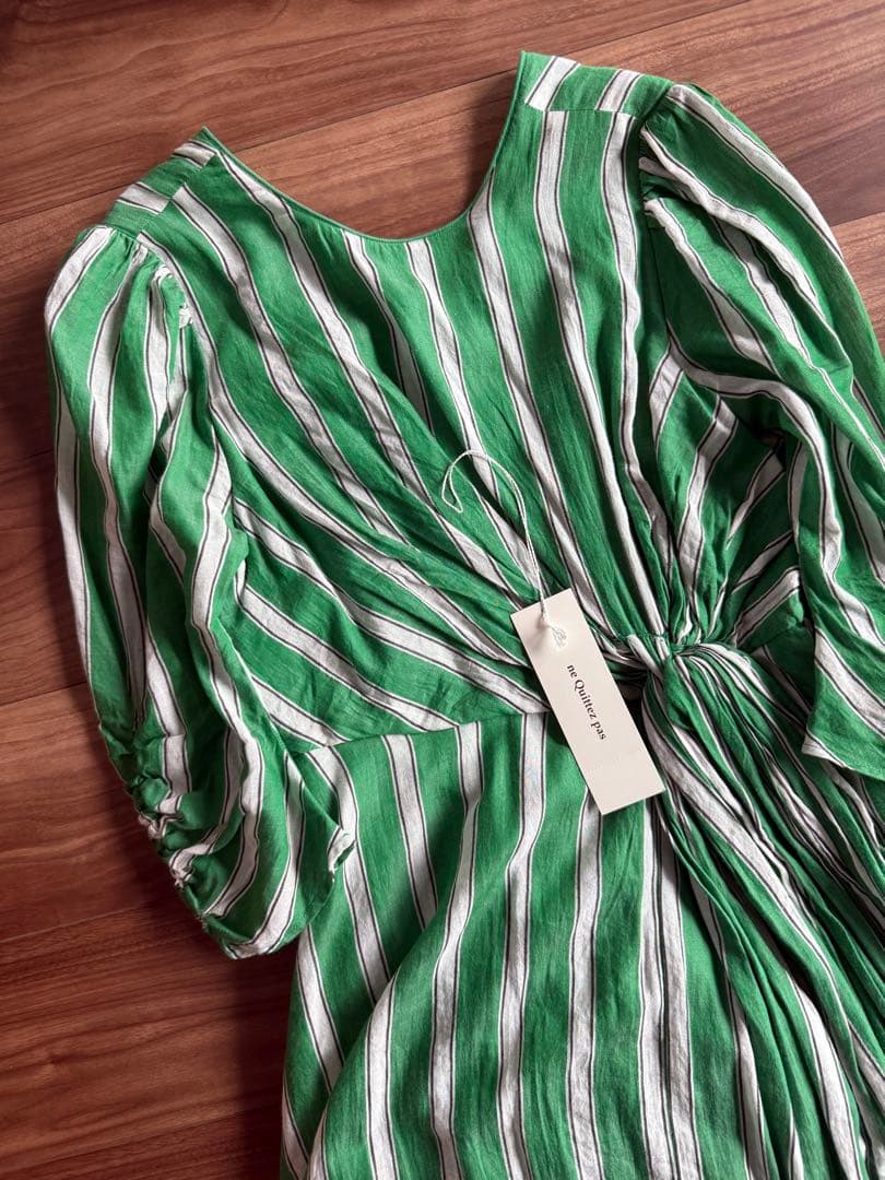 ヌキテパ コットンボイルストライプツイストウエストドレス ヌキテパ コットンボイルストライプツイストウエストドレス