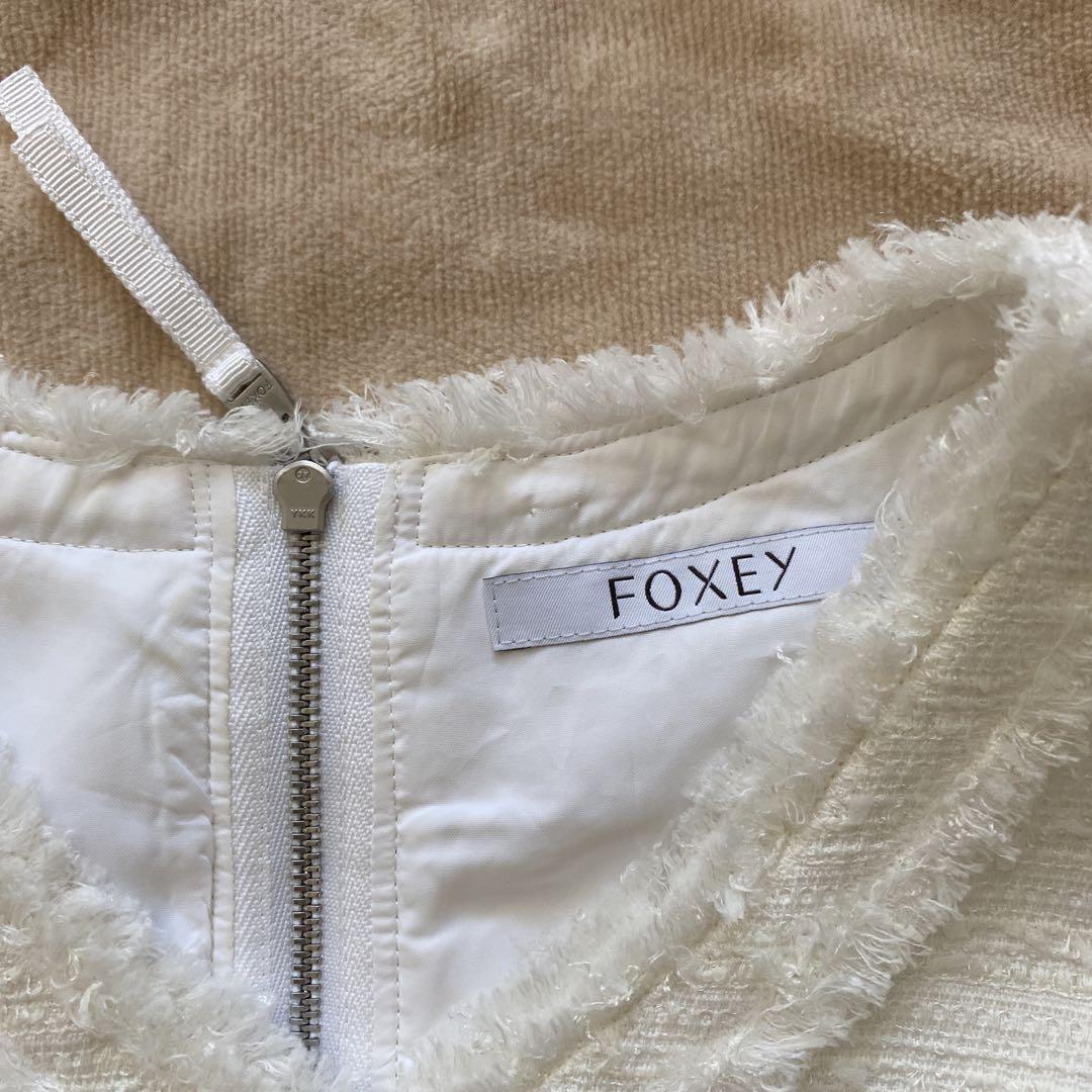 FOXEY ツイードワンピース ホワイト 40