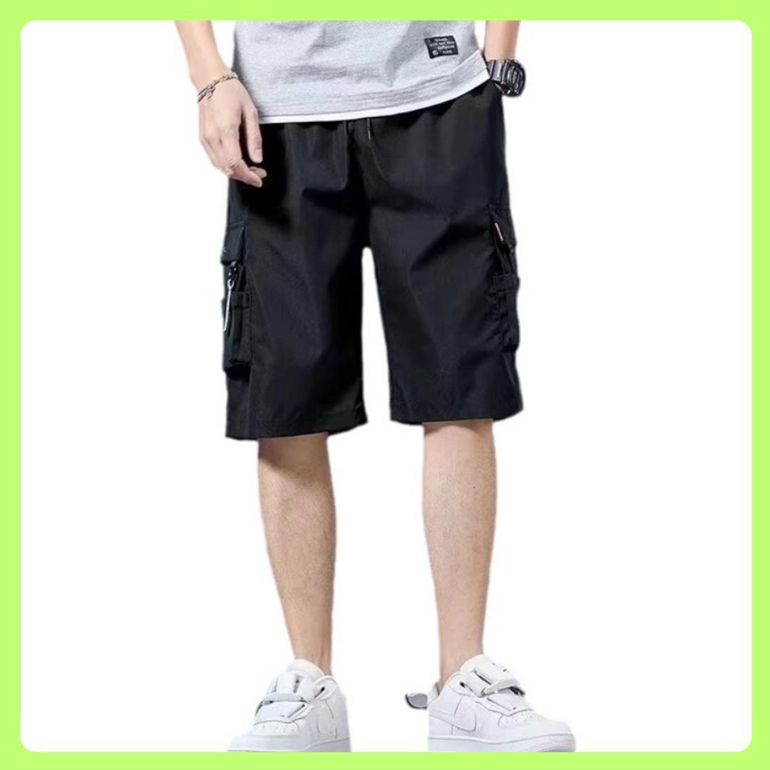 新品】カーゴパンツ サイドポケット ハーフパンツ 短パン 黒 160