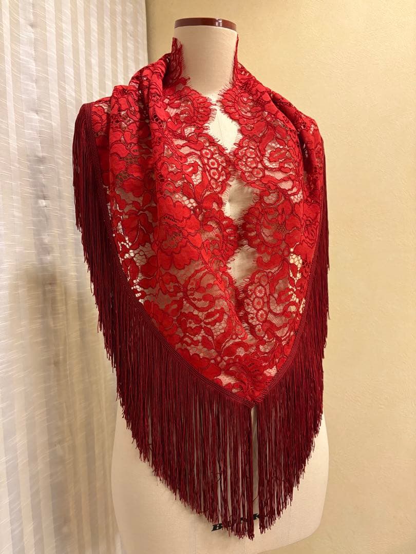 赤コードレース　フレコシージョ　スカラップ　エンジフレコ　フラメンコ　衣装 赤コードレース フレコシージョ スカラップ エンジフレコ