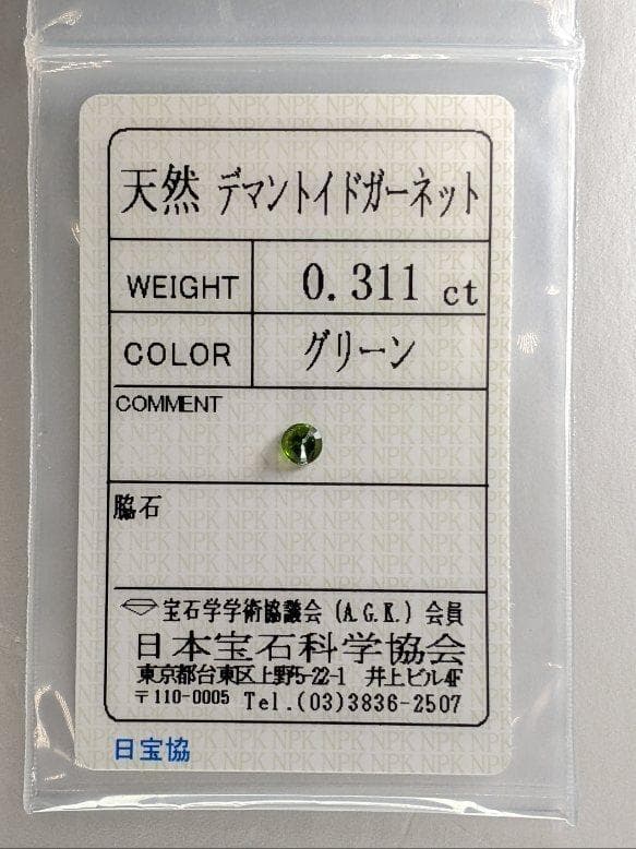注目商品 鑑定済デマントイドガーネット0.311Ct Demantoid 指輪目立った傷や汚れなし NEXPOTALLINN_EU