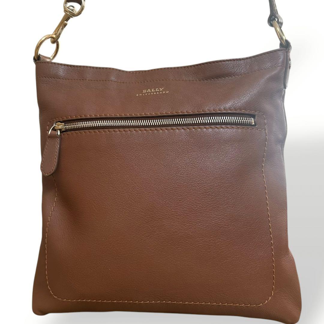 選ぶなら バリー BALLY 美品】 ショルダーバッグ 斜め掛け◎ ロゴ 茶色 レザー バッグ