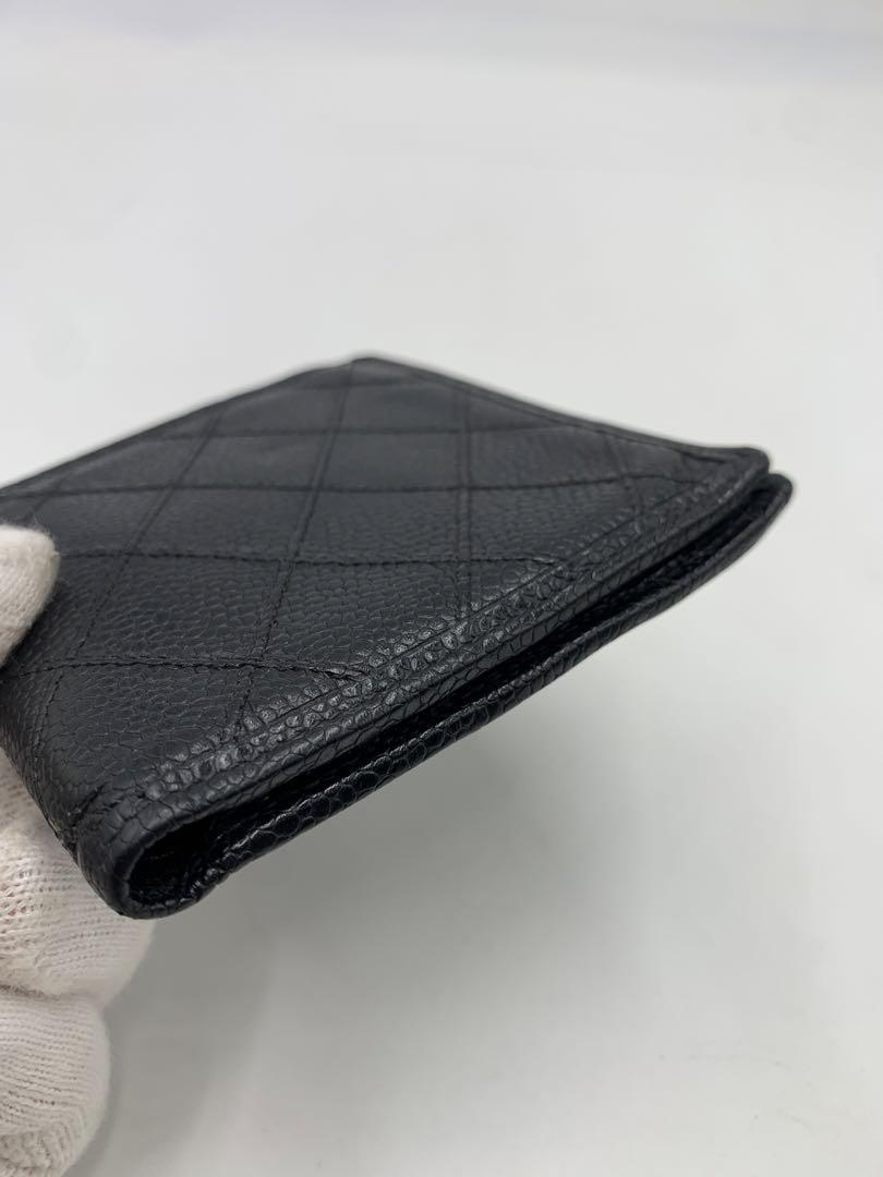 シャネル キャビアスキン ブラック 折り財布 小銭入れ ブランド レディース