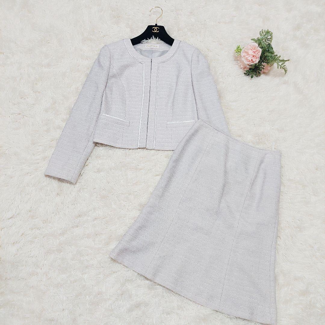 東京ソワール COCCOLUSSI 2way ツイード ノーカラー セットアップ