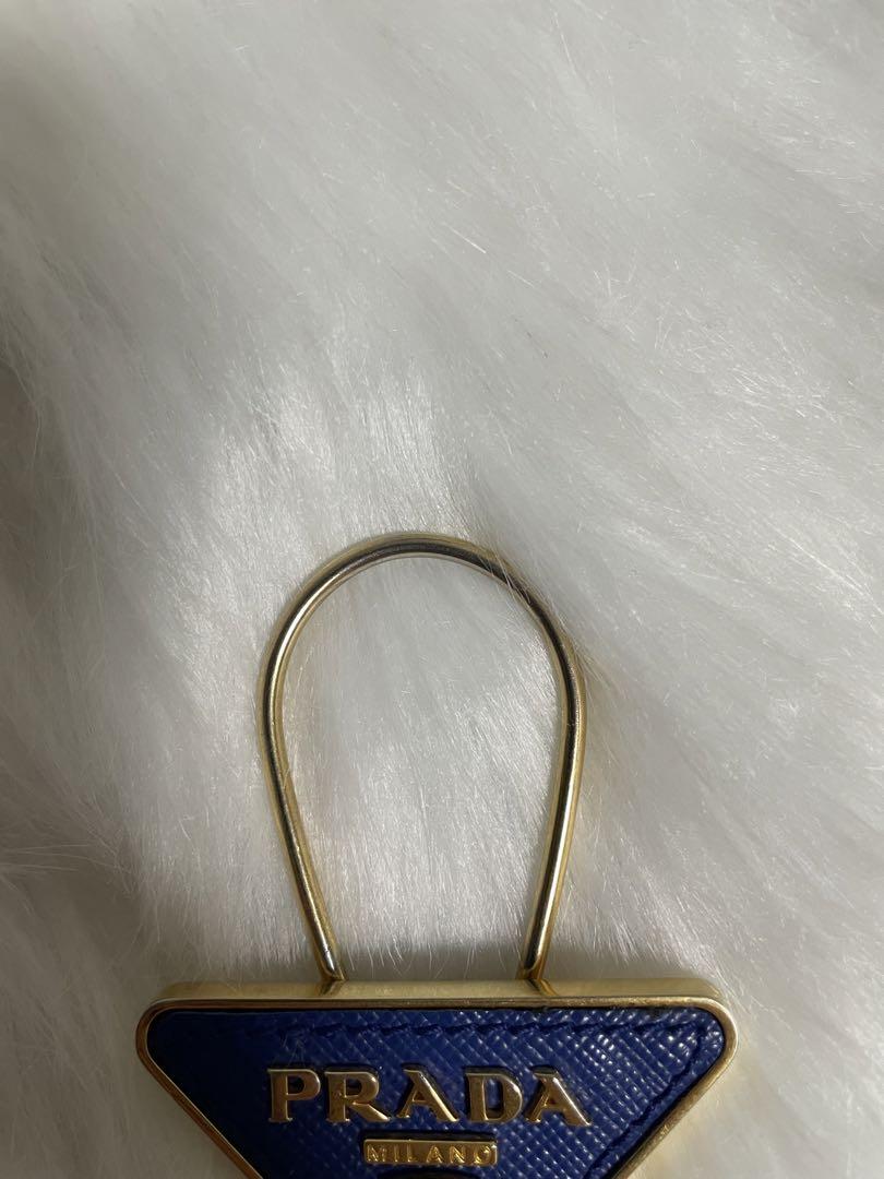 【国内配送】 箱付きPRADA 小物 - 本体 デザイン 三角形 キーリング レザー 青 小物