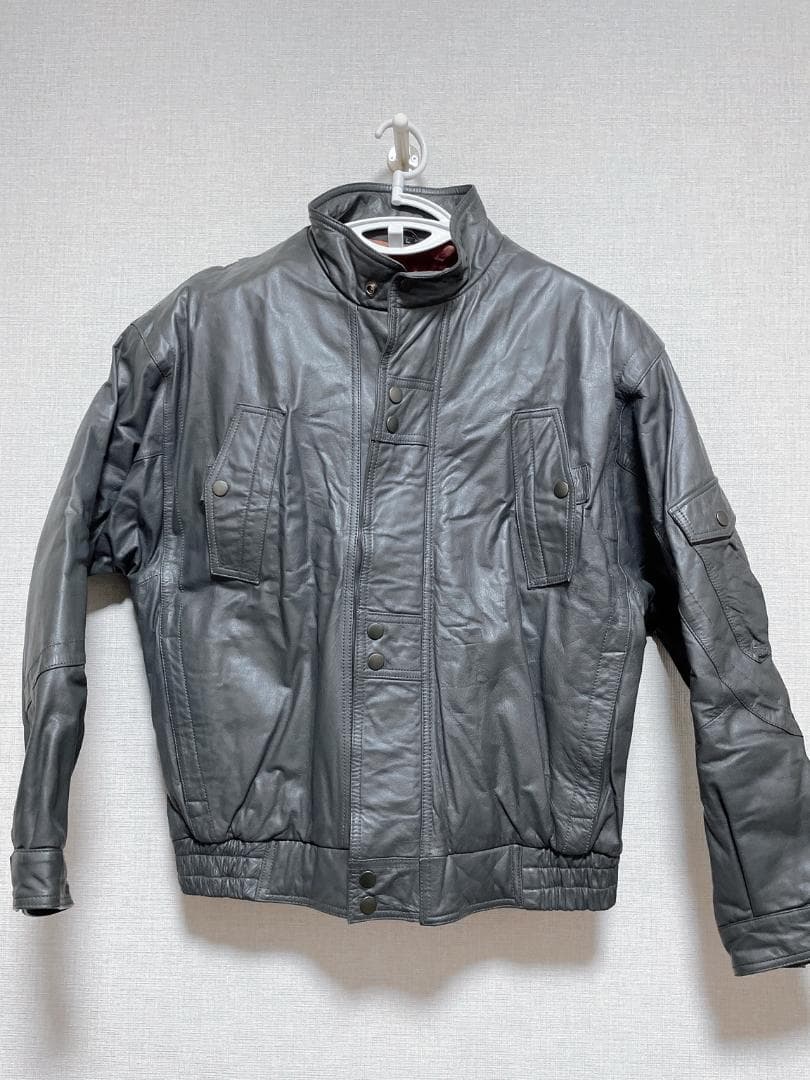 本革 レザージャケット L ヴィンテージ 90s グレー系 メンズ