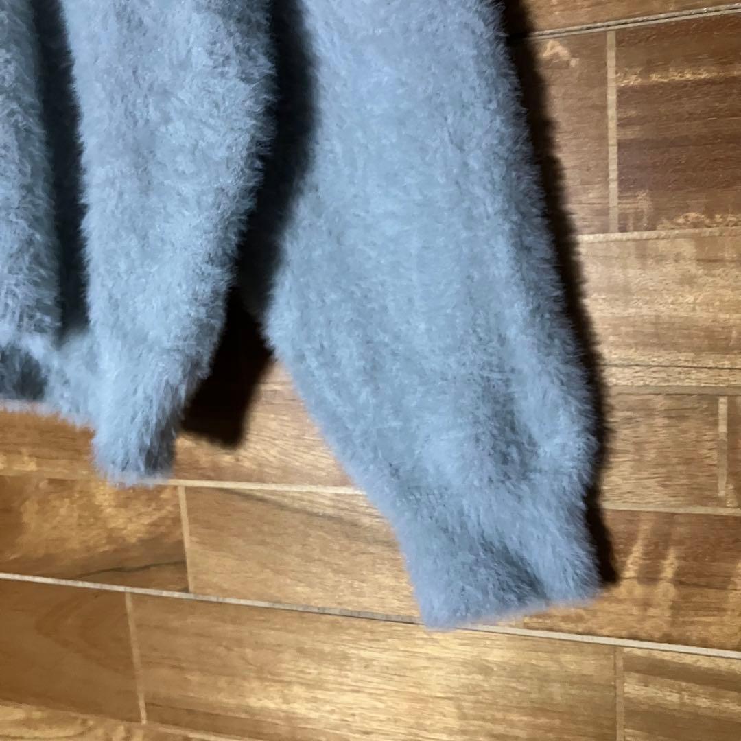 【美品】モヘア　ニット　白　グレー　セーター　レトロ　ビッグシルエット　L程