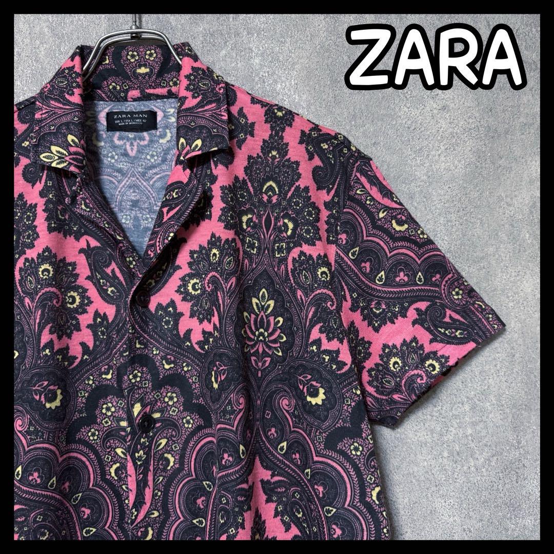 ZARA ザラ ペイズリー 総柄 半袖 シャツ オープンカラー 韓国 人気