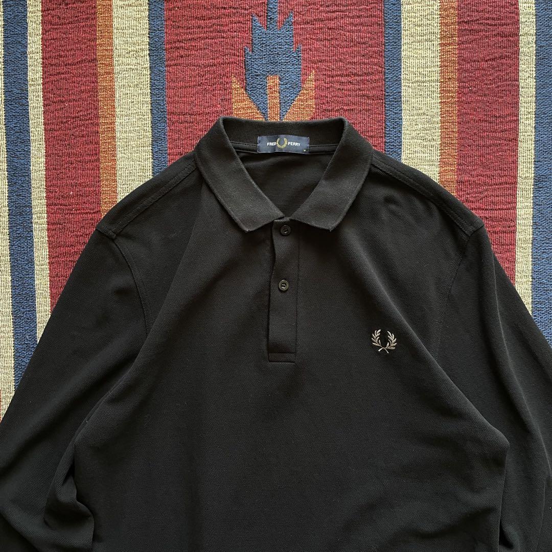 FRED PERRY フレッドペリー 長袖ポロシャツ ブラック Mサイズ