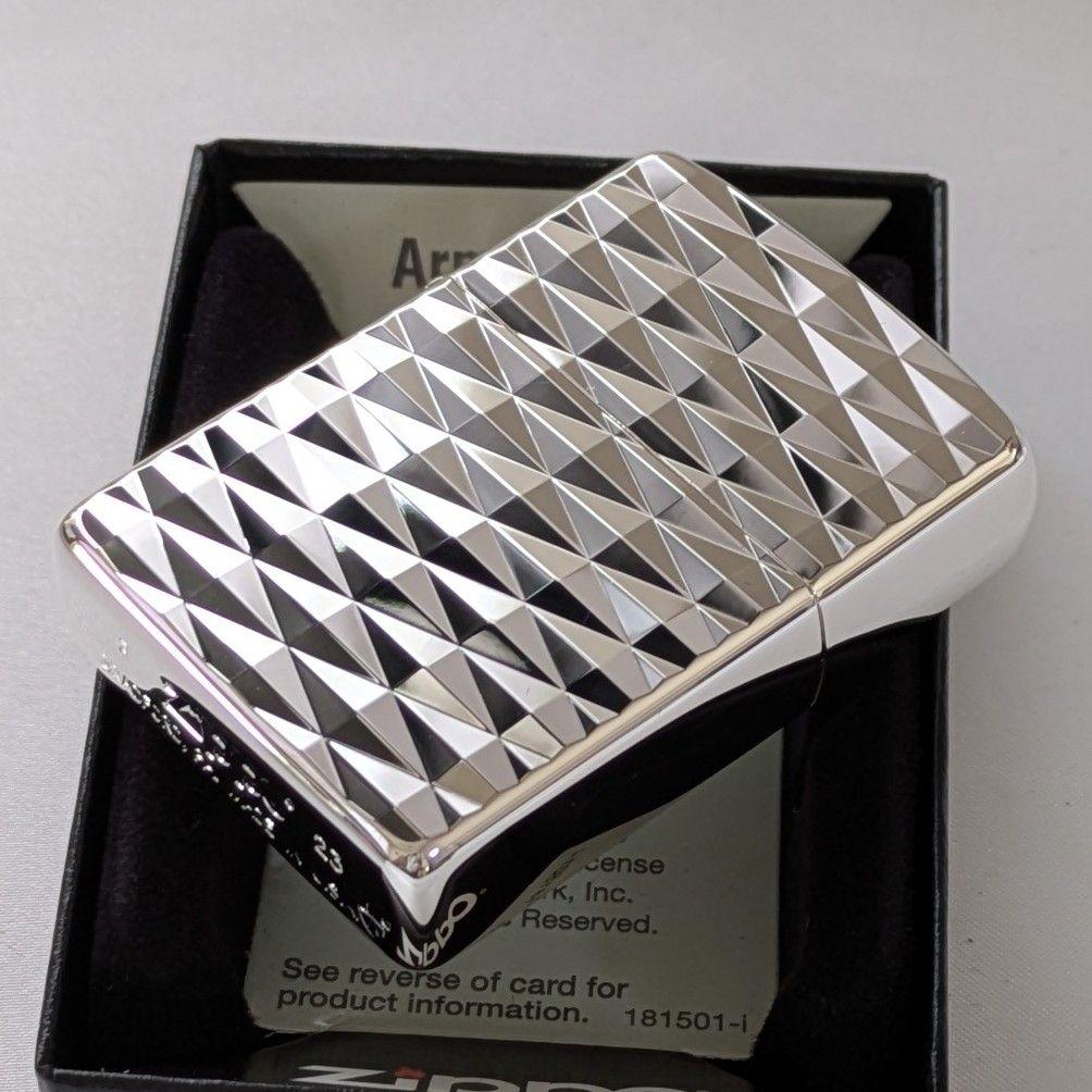 ダイヤカットアーマーzippo 2面 送料無料 シルバーメッキ 162S-2DC