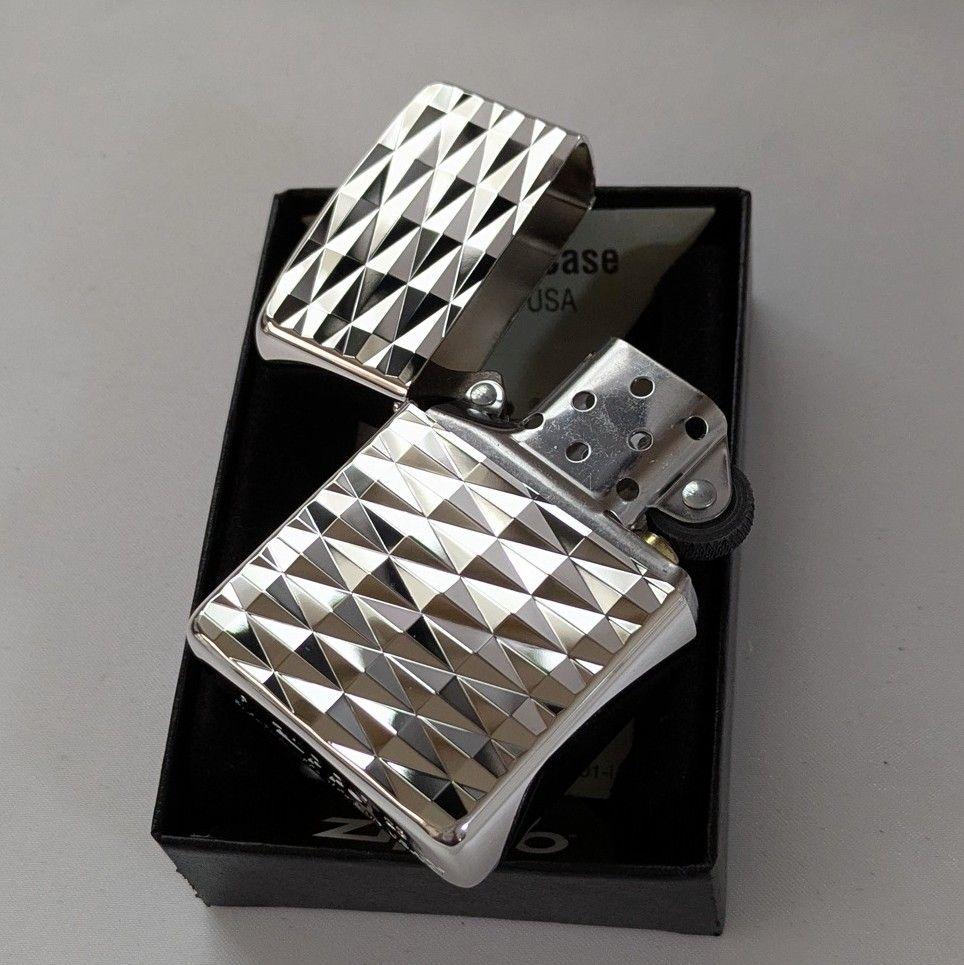 ダイヤカットアーマーzippo 2面 送料無料 シルバーメッキ 162S-2DC