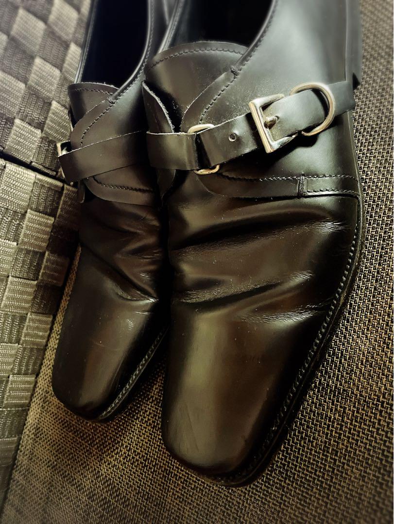 PRADA ブラック ダブルモンクストラップシューズ