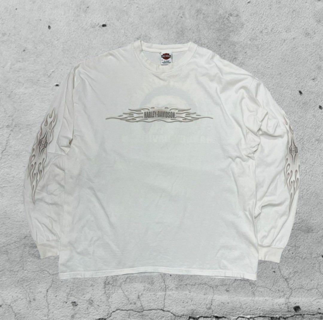 トップス 00s HARLEY DAVIDSON LONG T SHIRTS WHITE