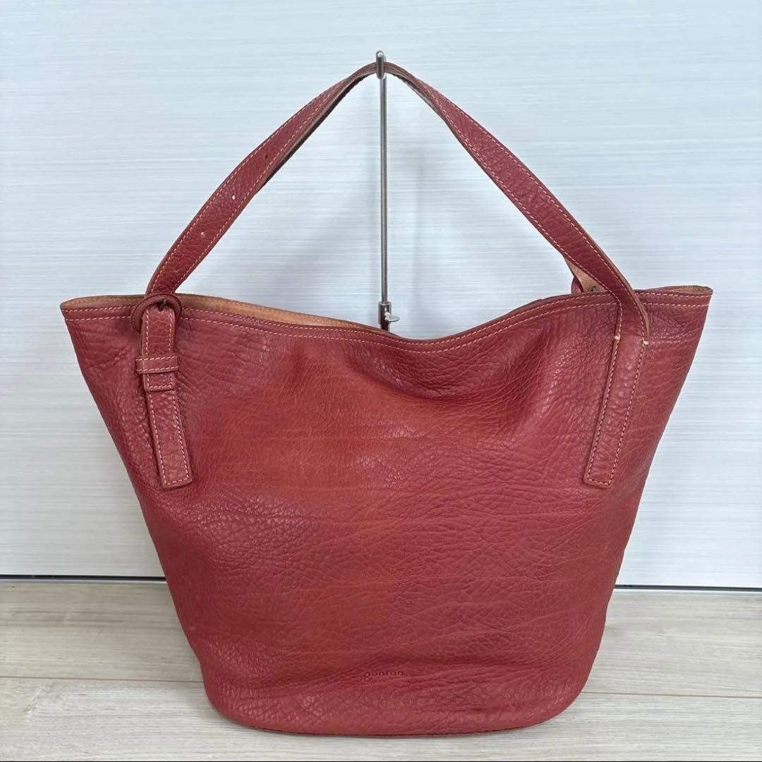 genten ゲンテン レザー ショルダーバッグ 2WAYバッグ 赤ブラウン