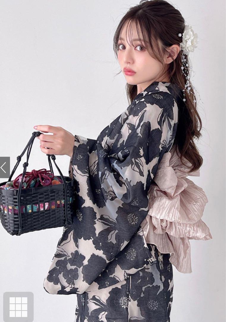 3点セット2Wayオーガンジー花柄セパレート浴衣　レギュラー　新品　ワンピ