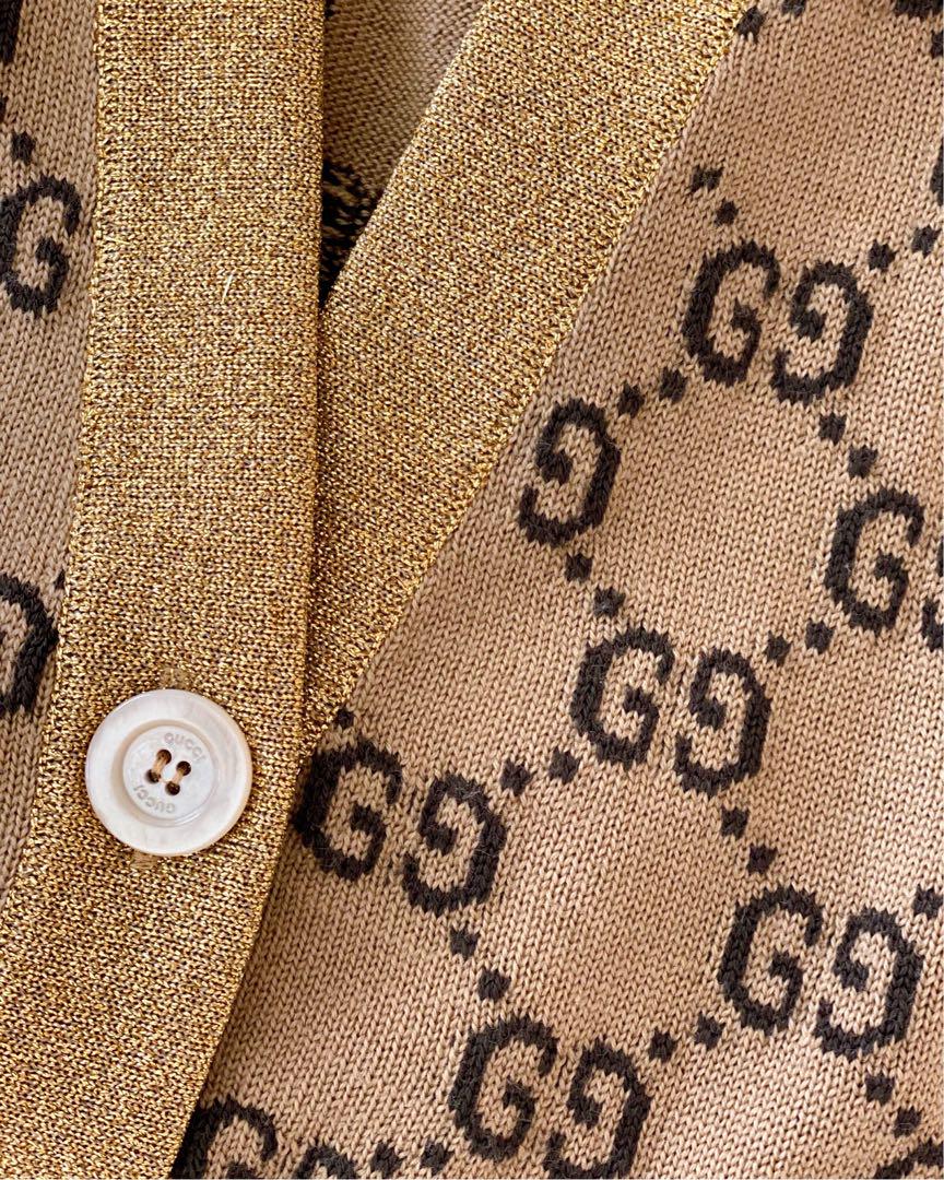 【美品】GUCCI グッチ GGラメ カーディガン ゴールド ベージュ