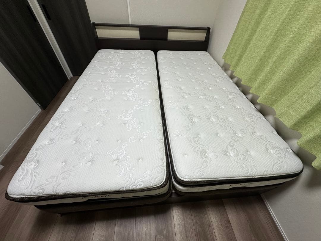 み ニトリ Nスリープ クイーンベッドセット 収納 照明 コンセント付きNITORI