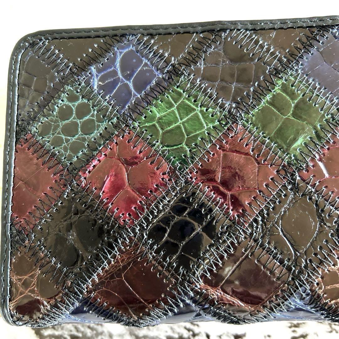 【未使用】シャイニングクロコ　パッチワーク　長財布　クロコダイル