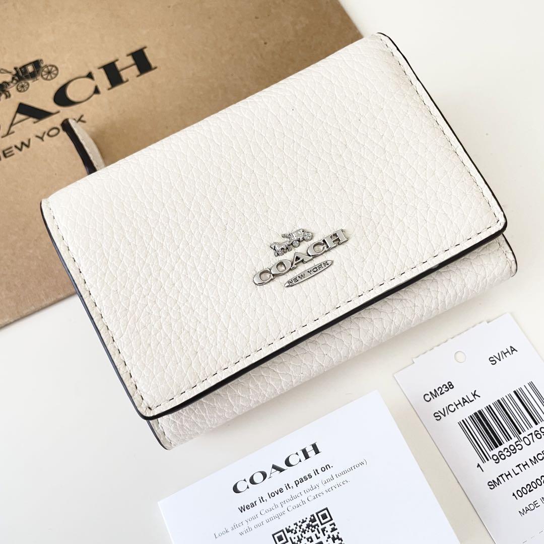 COACH コーチ　三つ折り財布　チョーク　ホワイト　白色　ミニウォレット