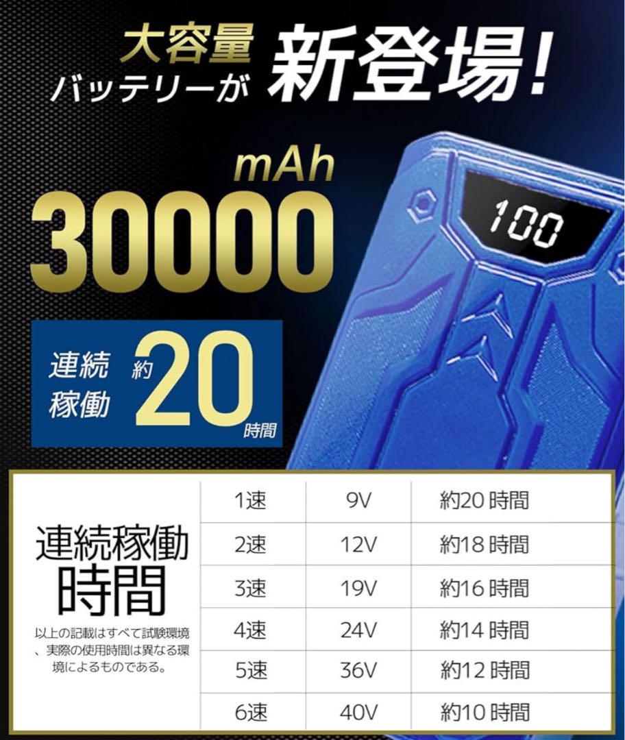 ファン バッテリー セット　空調作業服 40V超高出力 30000m