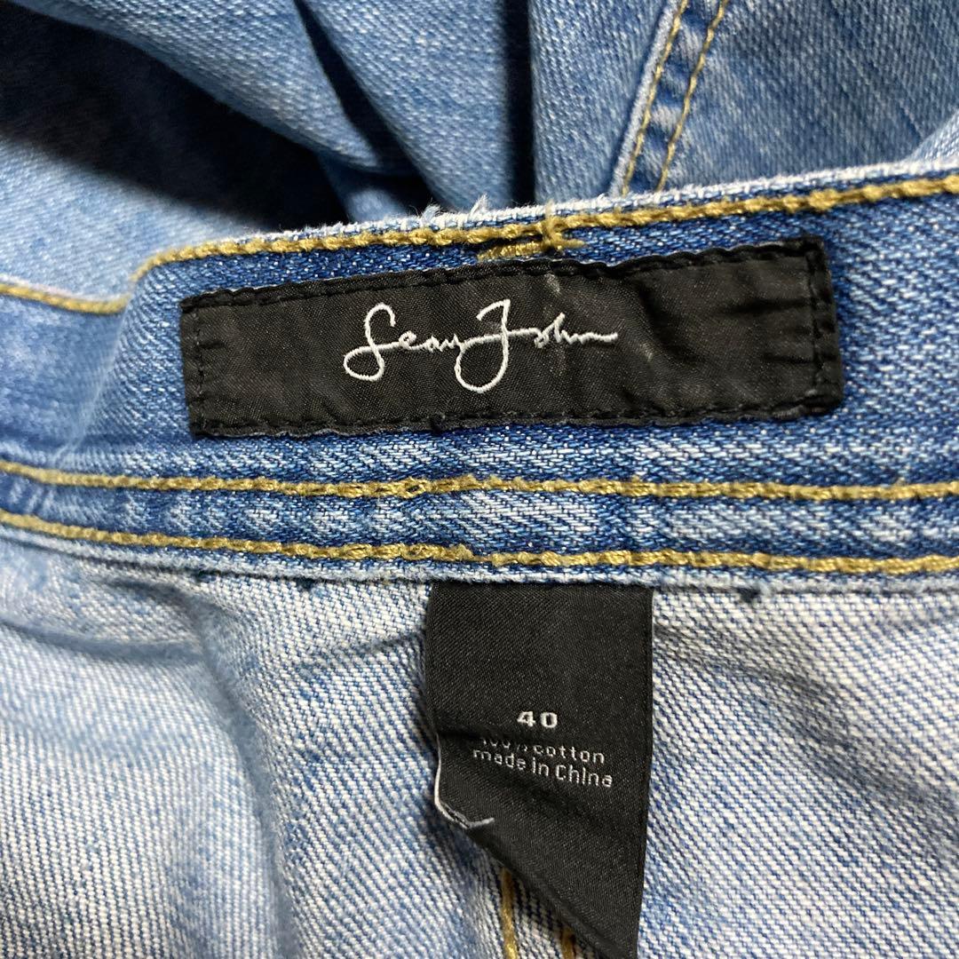 00s W40 極太 ショーンジョン ワイド デニム バギーパンツ ショーツ