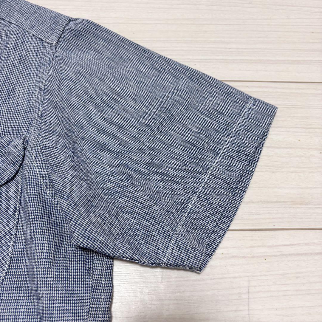 良品■BELAFONTE■オープンカラー シャツ ハウンドトゥース 蝶タイ刺繍