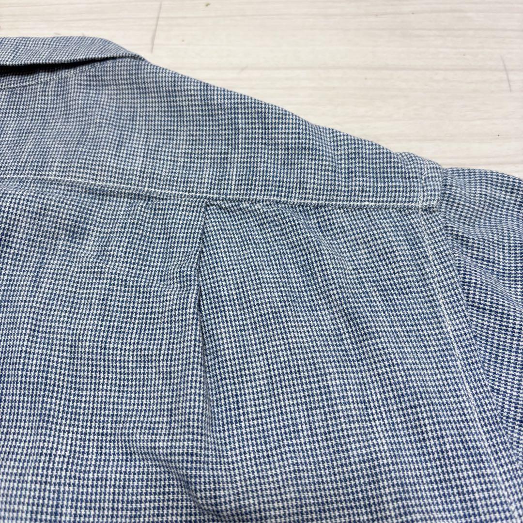 良品■BELAFONTE■オープンカラー シャツ ハウンドトゥース 蝶タイ刺繍