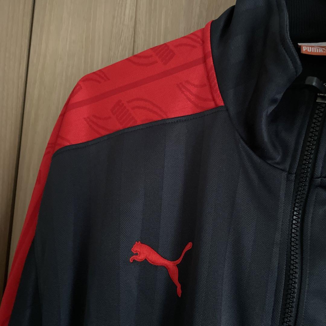 【即発送可能】 PUMA K ジップアップジャケット 黒/赤 L ウェア