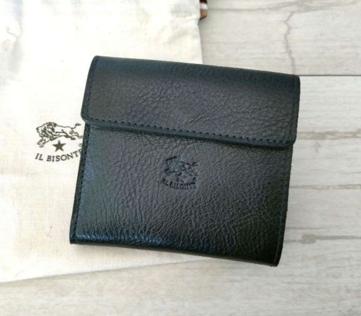 イルビゾンテ　折り財布　小銭入れ付　コンパクト【ブラック】メンズ・レディース