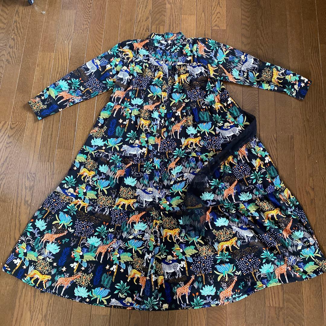 【匿名配送　即日配送】動物柄長袖　ロングワンピース　シャツ cm