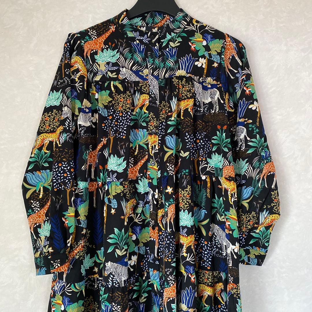 【匿名配送　即日配送】動物柄長袖　ロングワンピース　シャツ cm