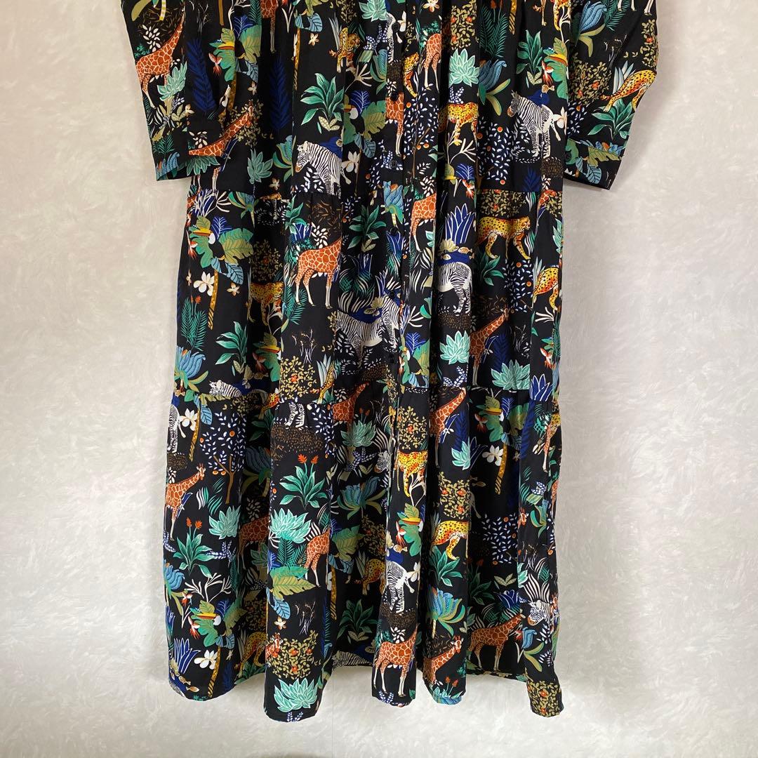 【匿名配送　即日配送】動物柄長袖　ロングワンピース　シャツ cm